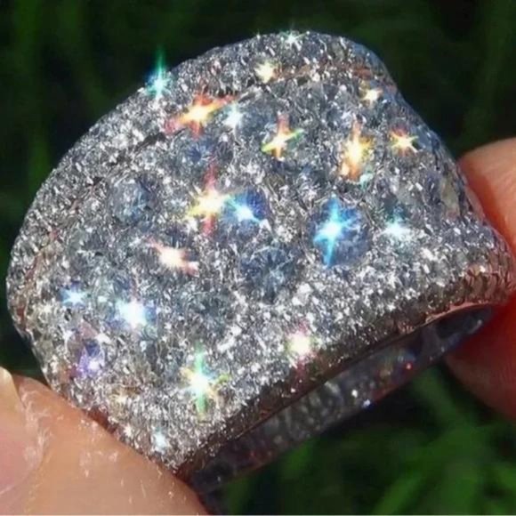 Jewelry - NEW WIDE PAVE BAND 925 STERLING SILVER RING, CUTE RING, SHINY RING.